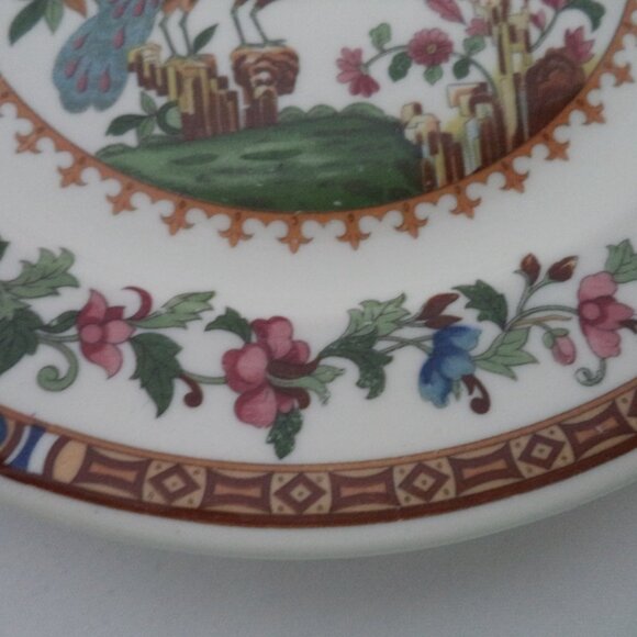 Mayer China Vintage Peacock Bird ceramic Set 2 floral Dinner Snack Salad 9" - Picture 6 of 14